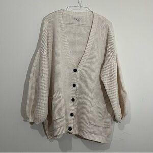 American Eagle Oversized Sweater Cardigan L/XL Cream Preppy Autumn Boho Cottage